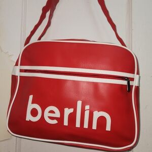 Red and White Retro Shoulder Bag with Sporty Design